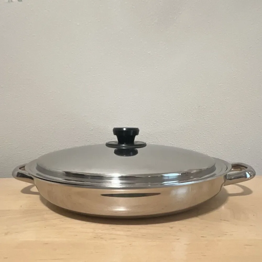 Neova By Vita Mix 5 Ply Stainless Steel Made In USA 13” Chef Pan W Lid